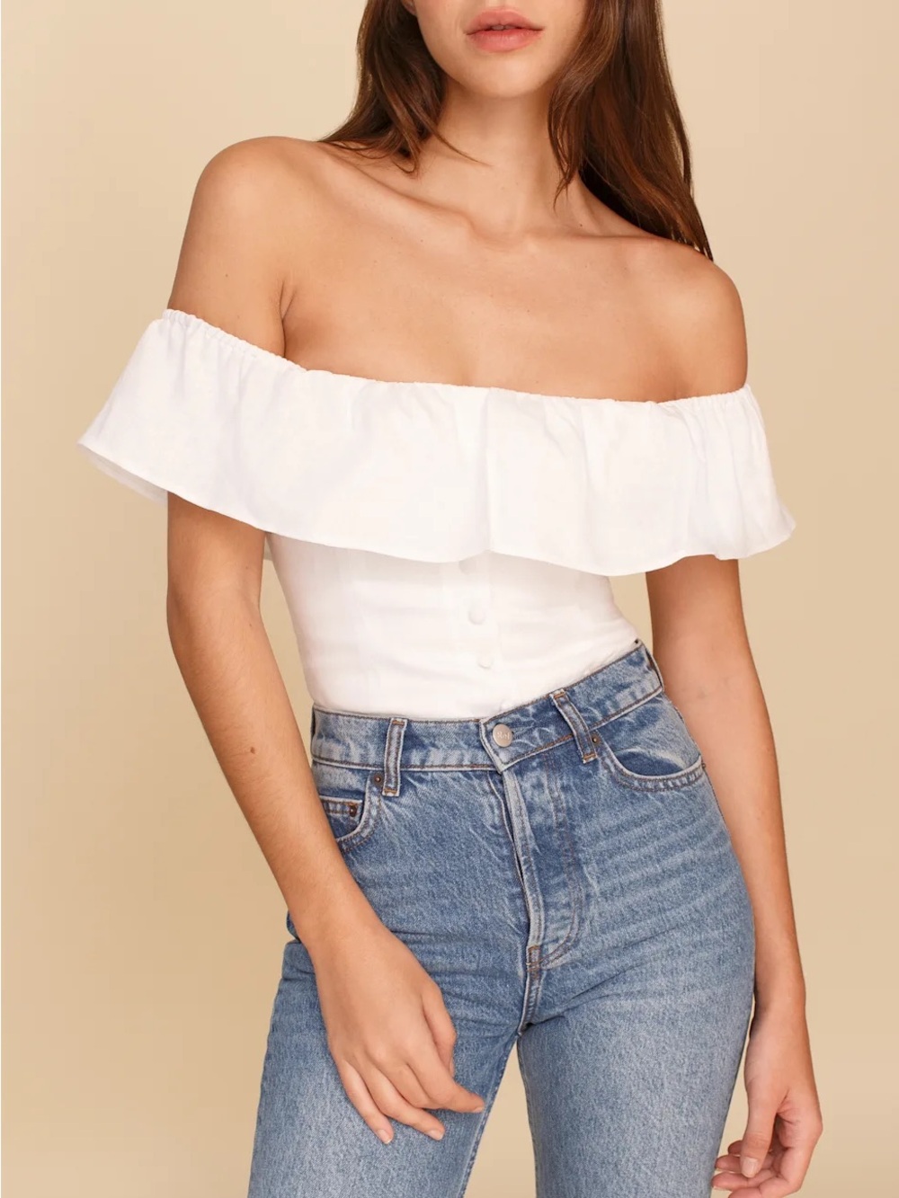 Reformation Grapefruit Linen Top